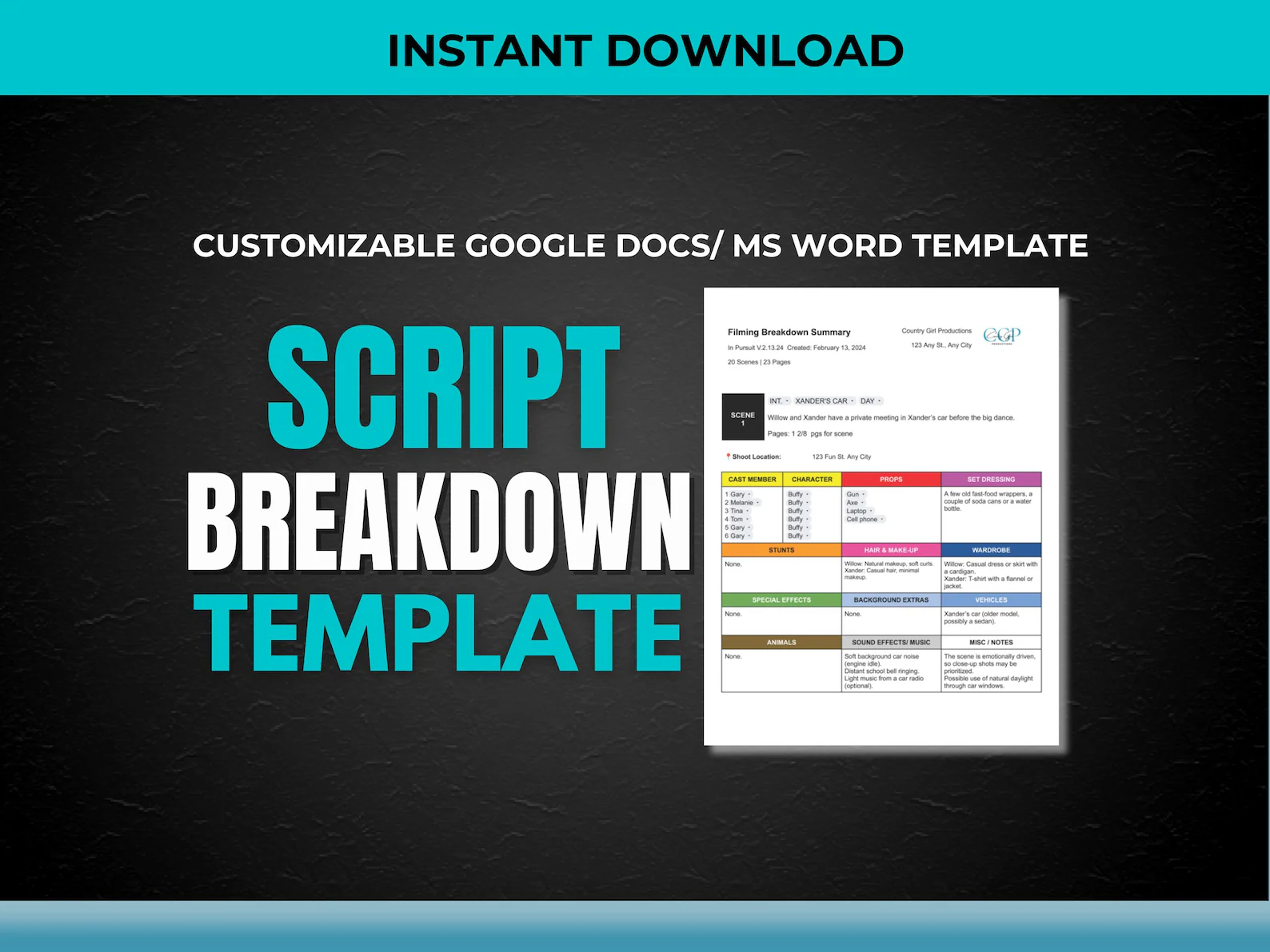 Script Breakdown Template preview